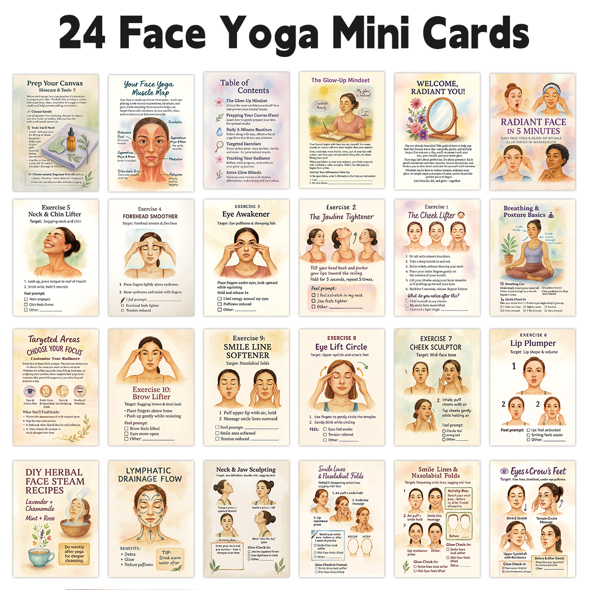 24pcs Radiant Face Yoga Cards, - Health Within Wellness Center incelemesi ve fiyatı