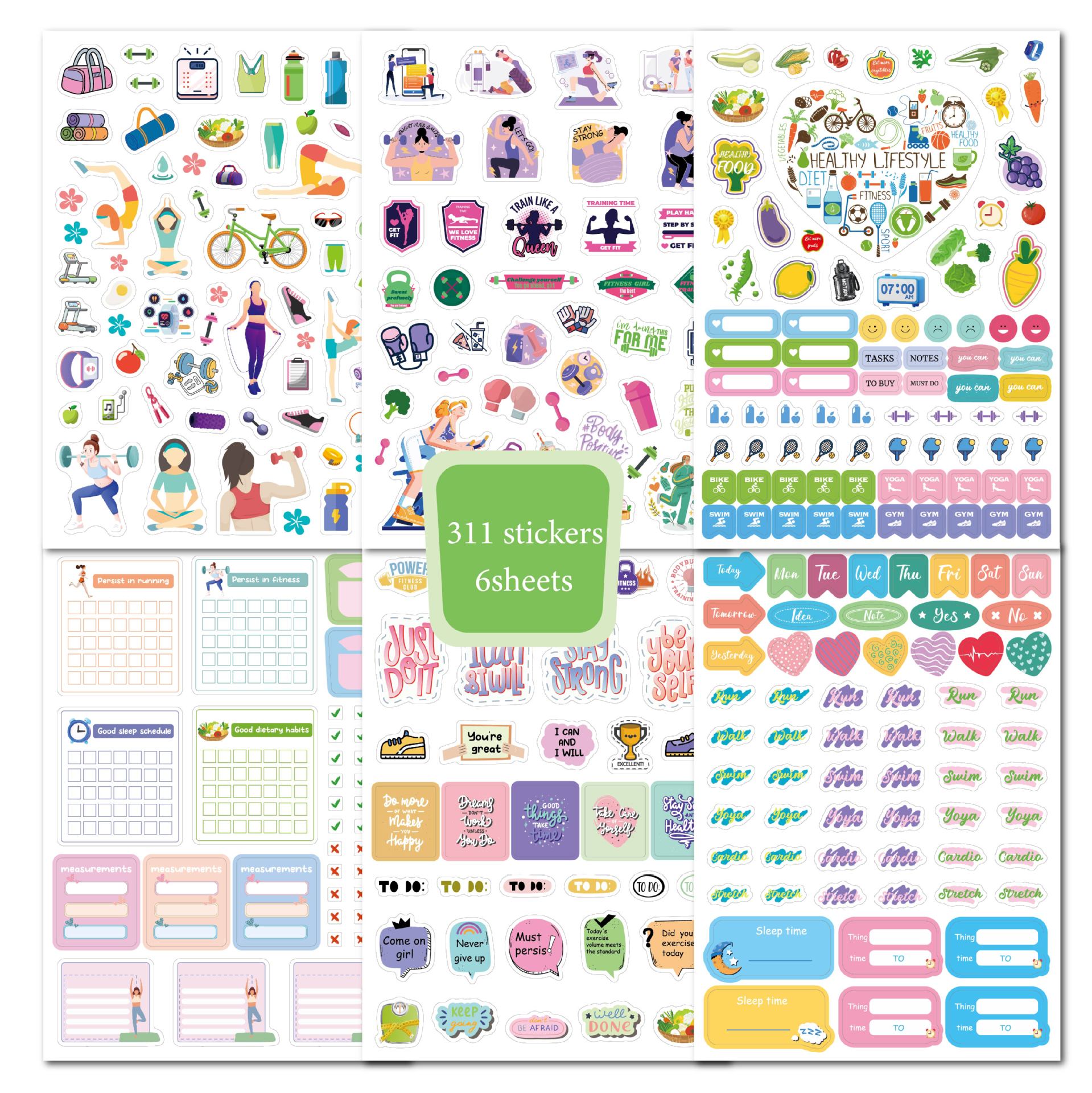 4 sheets/set Fitness Stickers  - Fitness Journal Planner incelemesi ve fiyatı