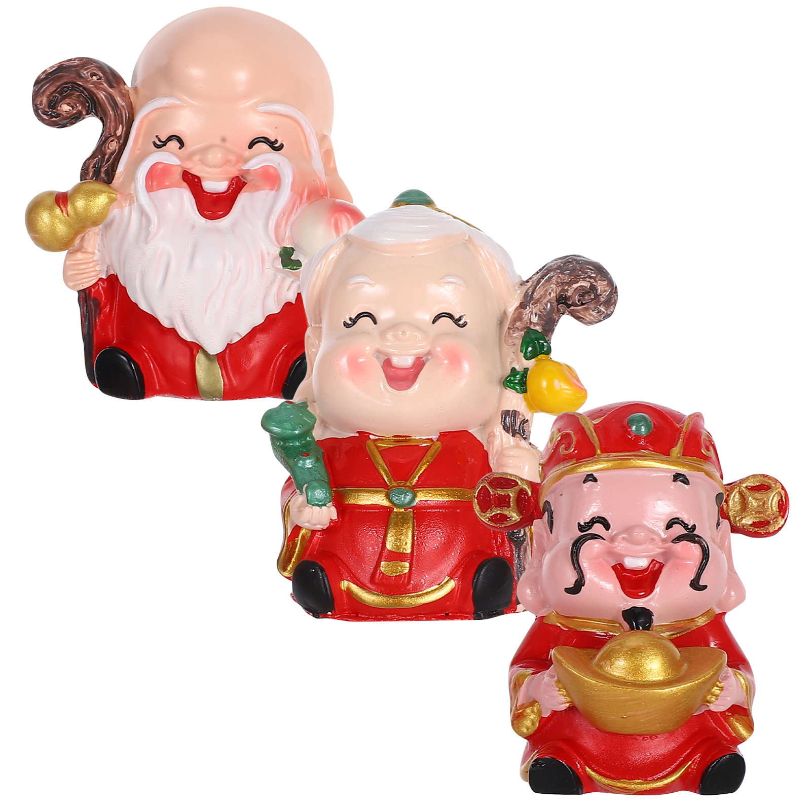 3Pcs Resin Chinese Elder Figur - Longevity Health & Wellness Hotel incelemesi ve fiyatı