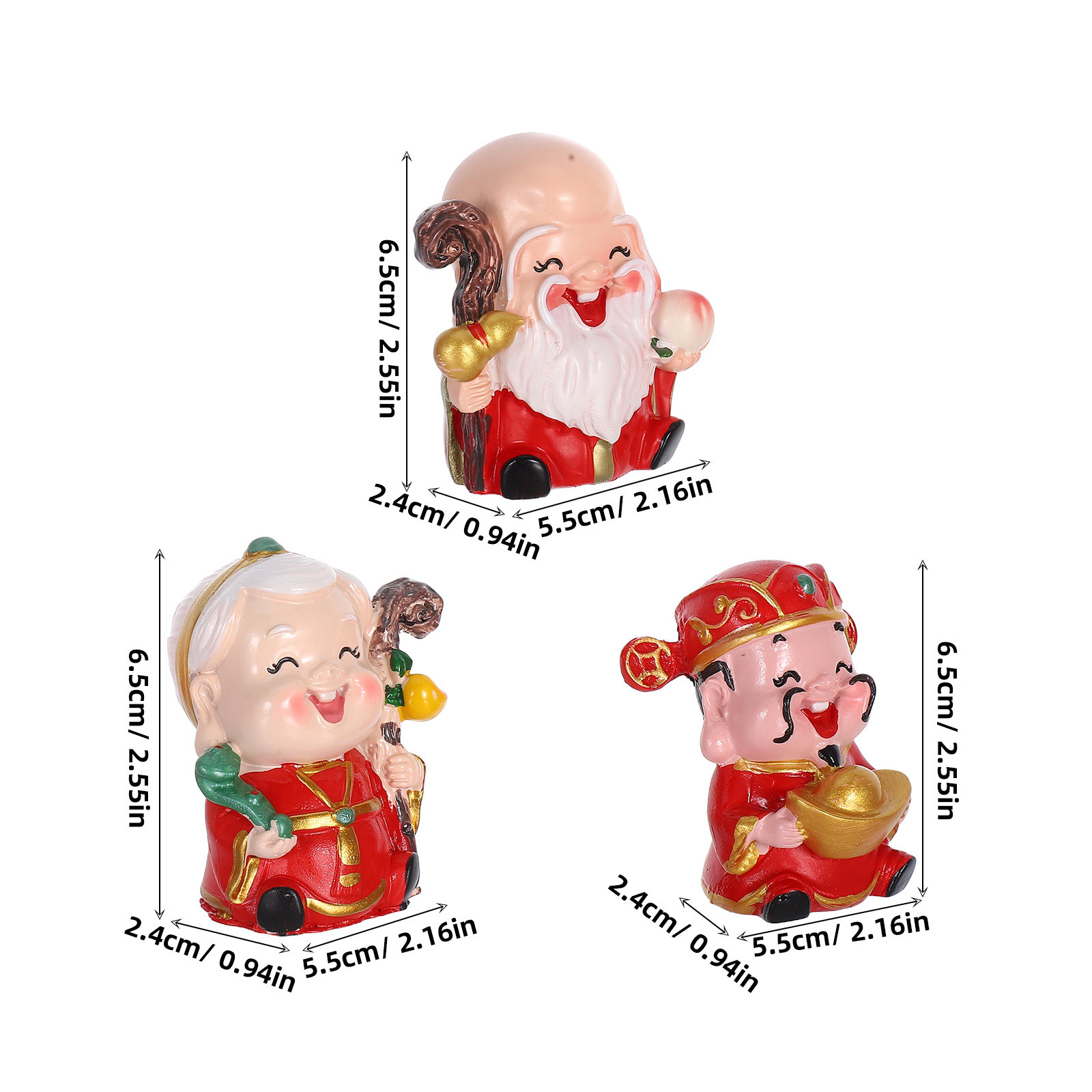 3Pcs Resin Chinese Elder Figur - Longevity Health & Wellness Hotel incelemesi ve fiyatı