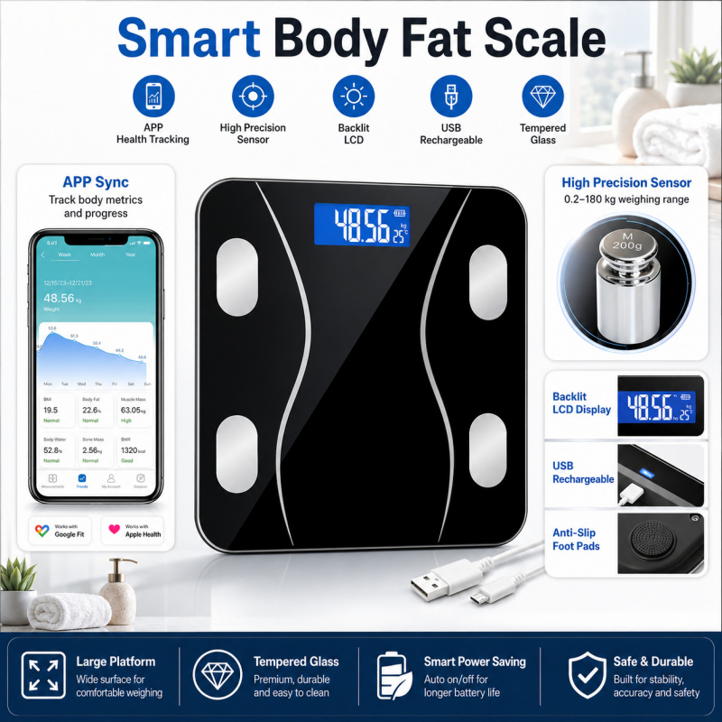 Bluetooth Body Fat Scale Recha - Digital Body Weight Scale incelemesi ve fiyatı